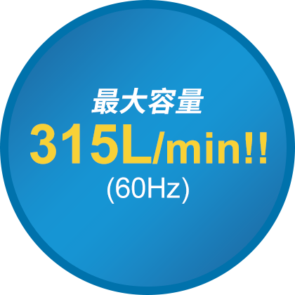 最大容量315L/min！（60Hz）